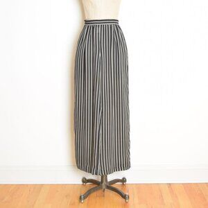 vintage 90s pants black tan striped high waisted rise wide leg trousers XS S